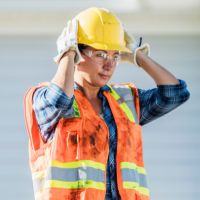 A woman wearing an orange vest and hard hat, representing Greater Mansion's construction expertise in Brooklyn.